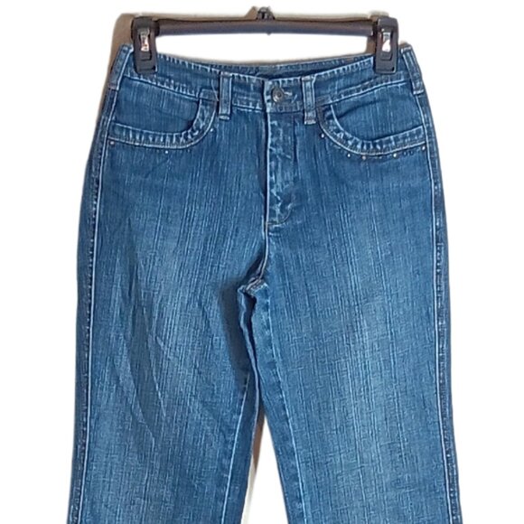 Talbots Bootcut Jeans Womens 2 Petite Medium Wash Mid Rise Rhinestone Retro - Picture 2 of 4